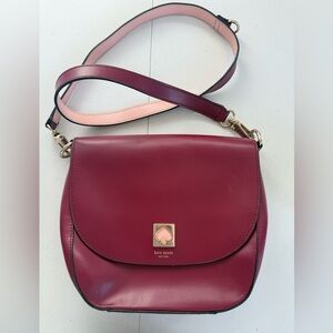 kate spade burgundy and blush leather crossbody bag